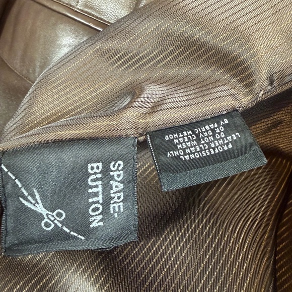 Roundtree & Yorke XL Brown Leather Blazer Coat Classic Notch Lapel Men’s Jacket - Picture 6 of 12